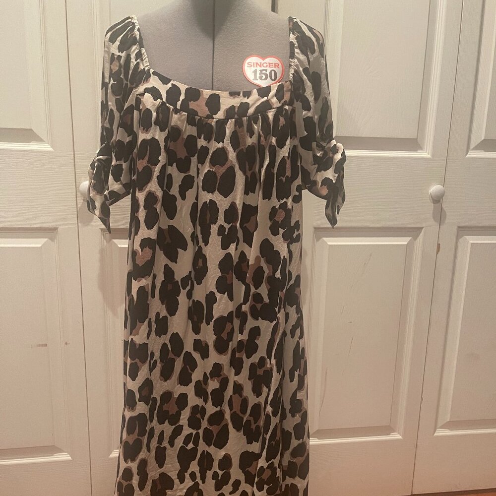 Nanette Lepore leopard print silk babydoll dress, size 10